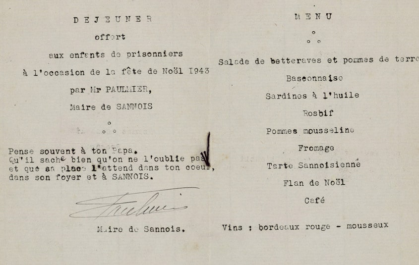 AUX ENFANTS DES PRISONNIERS NOEL 1943